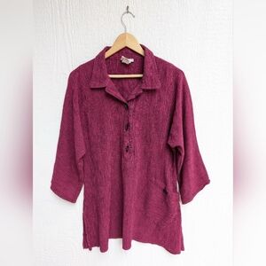 Mill Valley Clothing Company Tunic Top Lagenlook Linen Blend Hobo Shirt Med